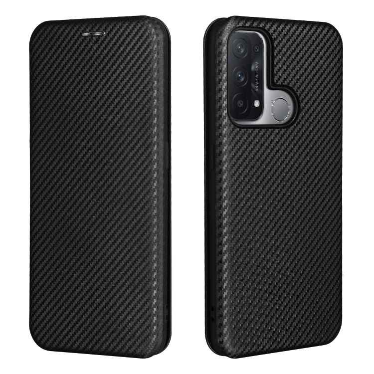 For OPPO Reno 5A(Japan version) Carbon Fiber Texture Horizontal Flip TPU + PC + PU Leather Case with Card Slot