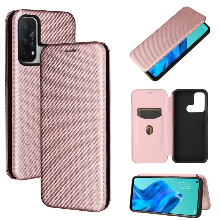 For OPPO Reno 5A(Japan version) Carbon Fiber Texture Horizontal Flip TPU + PC + PU Leather Case with Card Slot