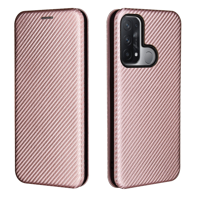 For OPPO Reno 5A(Japan version) Carbon Fiber Texture Horizontal Flip TPU + PC + PU Leather Case with Card Slot