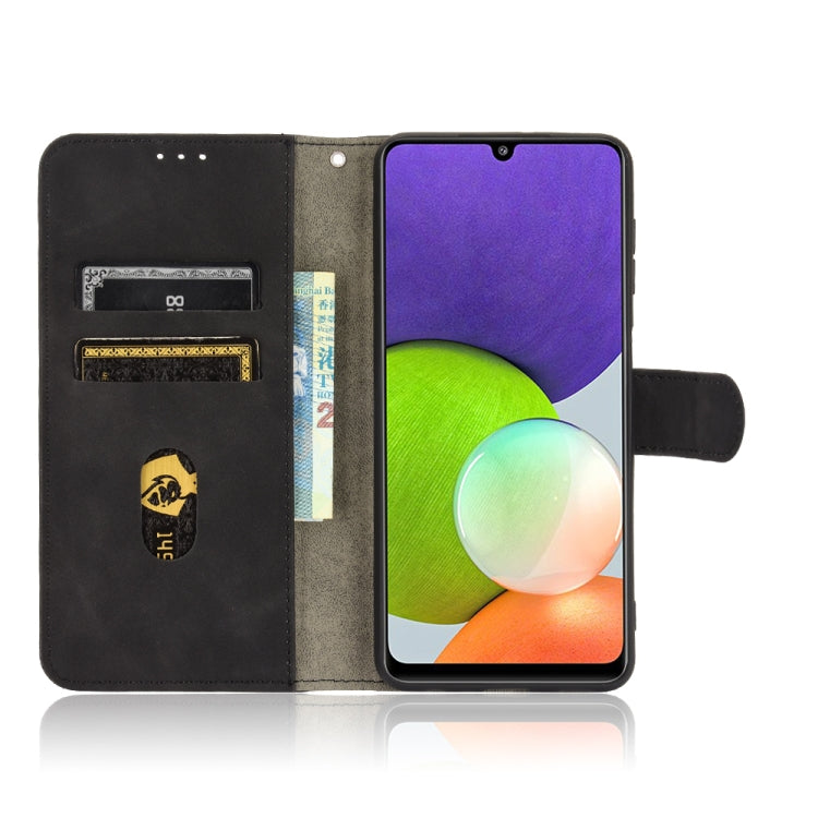 For Samsung Galaxy A22 4G Solid Color Skin Feel Magnetic Buckle Horizontal Flip Calf Texture PU Leather Case with Holder & Card Slots & Wallet