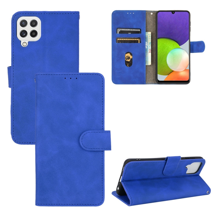 For Samsung Galaxy A22 4G Solid Color Skin Feel Magnetic Buckle Horizontal Flip Calf Texture PU Leather Case with Holder & Card Slots & Wallet