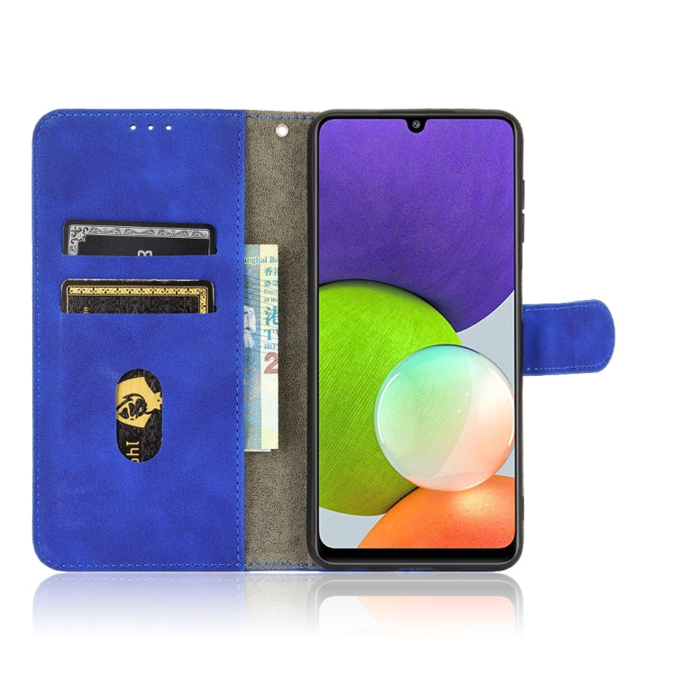For Samsung Galaxy A22 4G Solid Color Skin Feel Magnetic Buckle Horizontal Flip Calf Texture PU Leather Case with Holder & Card Slots & Wallet