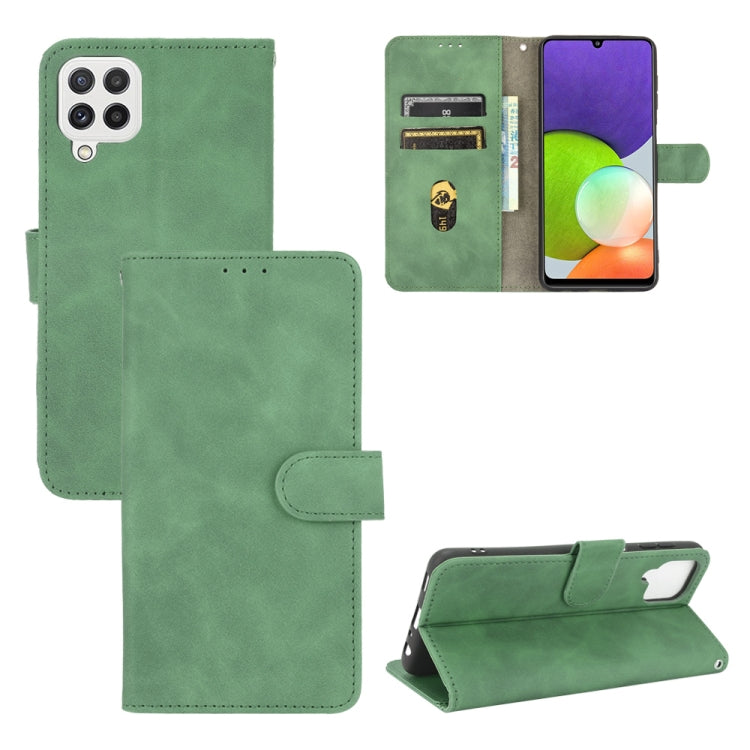 For Samsung Galaxy A22 4G Solid Color Skin Feel Magnetic Buckle Horizontal Flip Calf Texture PU Leather Case with Holder & Card Slots & Wallet