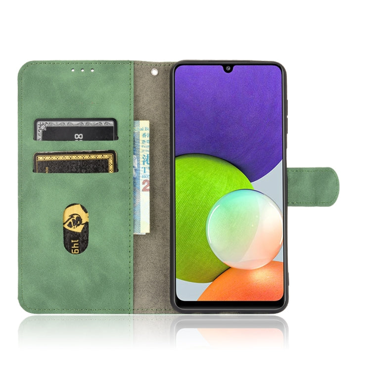 For Samsung Galaxy A22 4G Solid Color Skin Feel Magnetic Buckle Horizontal Flip Calf Texture PU Leather Case with Holder & Card Slots & Wallet