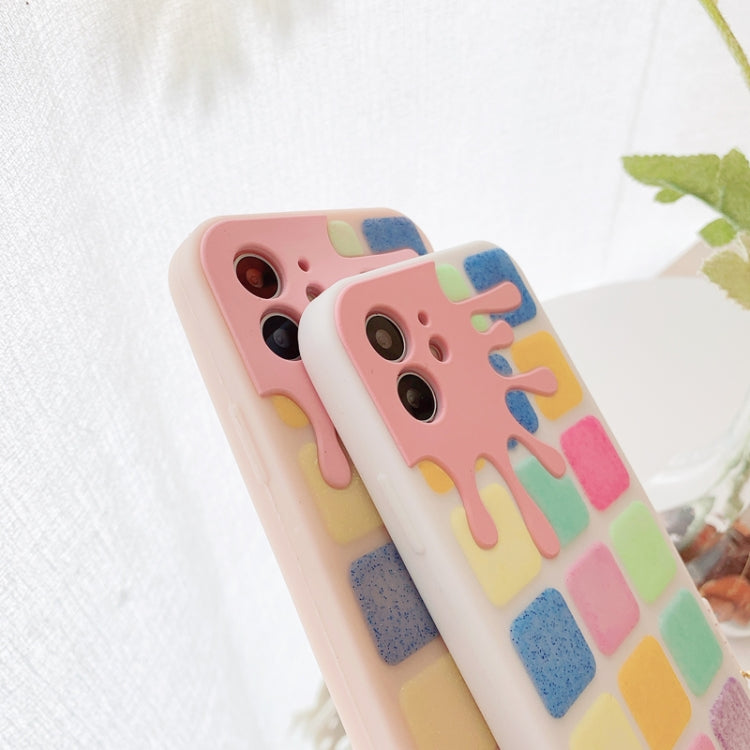 For iPhone 11 Color Small Lattice Pattern Silicone Protective Case