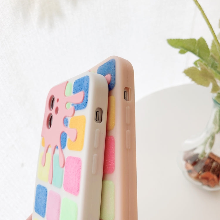 For iPhone 11 Color Small Lattice Pattern Silicone Protective Case