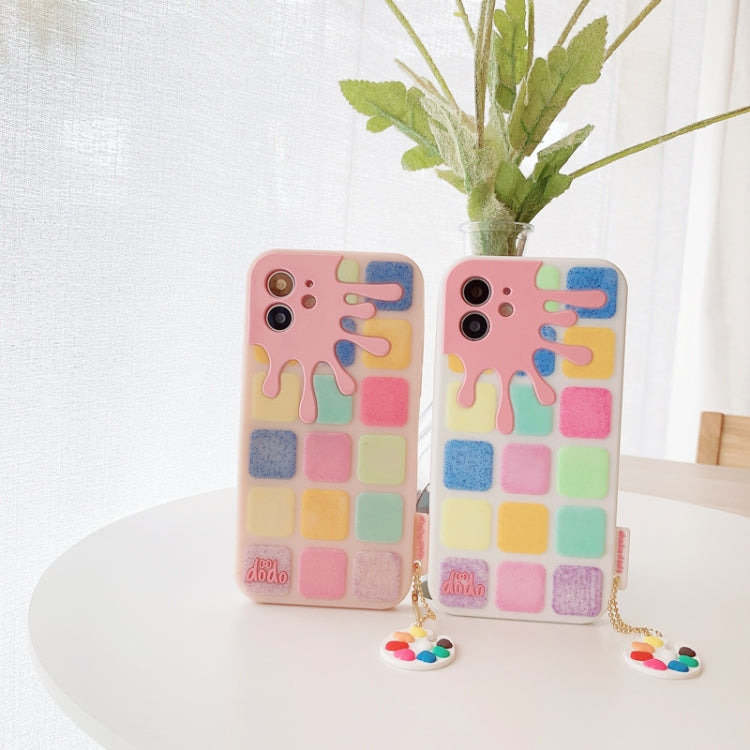 For iPhone 11 Pro Color Small Lattice Pattern Silicone Protective Case