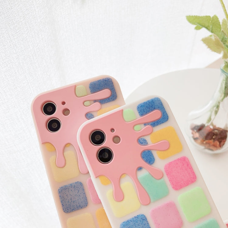 For iPhone 11 Pro Color Small Lattice Pattern Silicone Protective Case