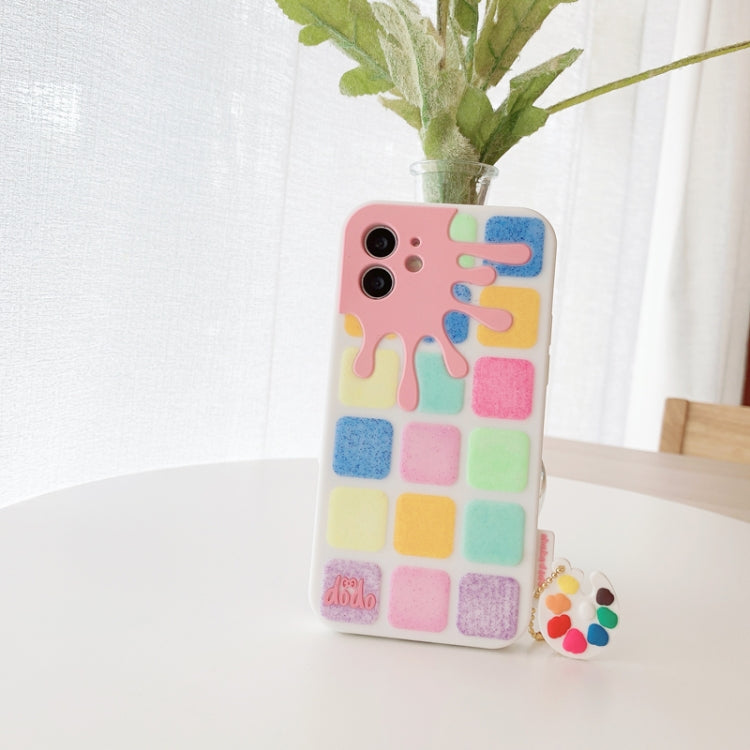 For iPhone 12 / 12 Pro Color Small Lattice Pattern Silicone Protective Case