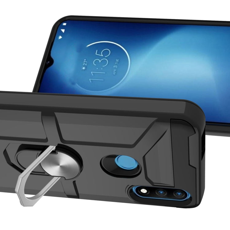 For Motorola Moto E7 Power 2021 War-god Armor TPU + PC Shockproof Magnetic Protective Case with Ring Holder