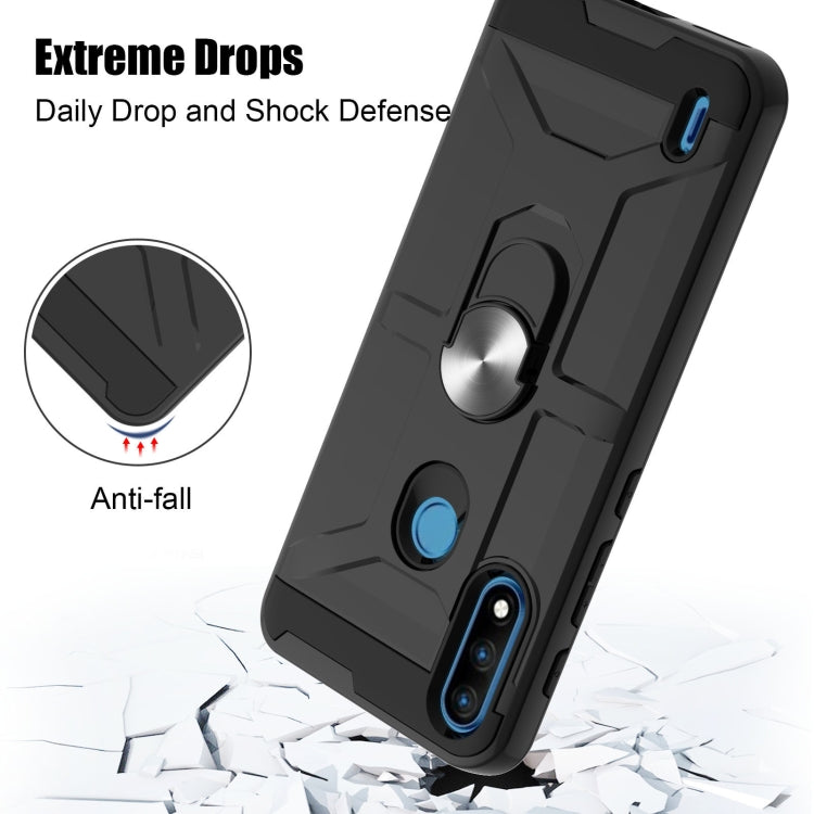 For Motorola Moto E7 Power 2021 War-god Armor TPU + PC Shockproof Magnetic Protective Case with Ring Holder