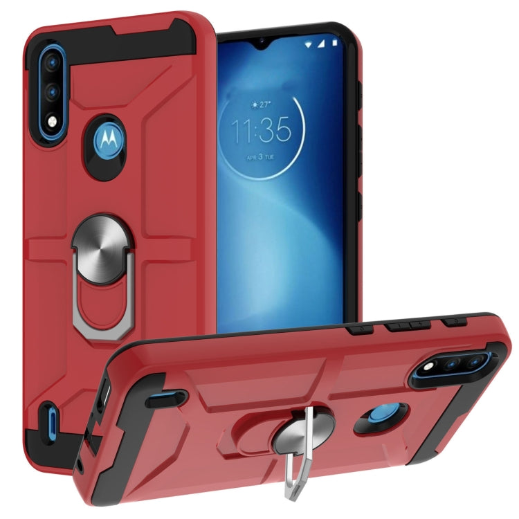 For Motorola Moto E7 Power 2021 War-god Armor TPU + PC Shockproof Magnetic Protective Case with Ring Holder
