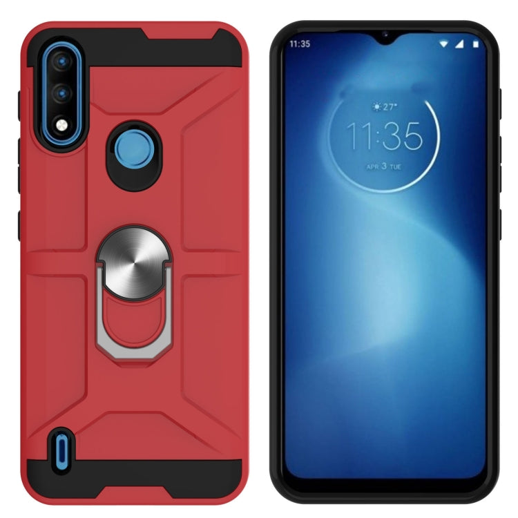 For Motorola Moto E7 Power 2021 War-god Armor TPU + PC Shockproof Magnetic Protective Case with Ring Holder