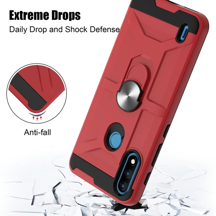 For Motorola Moto E7 Power 2021 War-god Armor TPU + PC Shockproof Magnetic Protective Case with Ring Holder