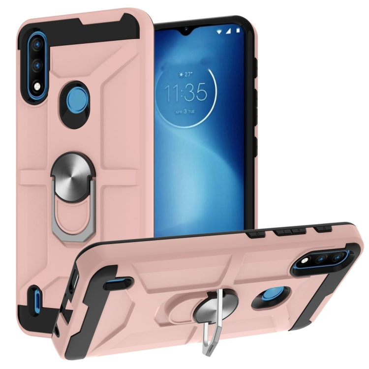 For Motorola Moto E7 Power 2021 War-god Armor TPU + PC Shockproof Magnetic Protective Case with Ring Holder