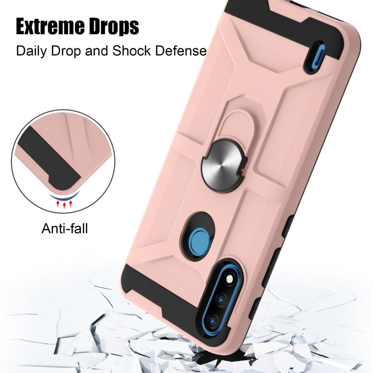 For Motorola Moto E7 Power 2021 War-god Armor TPU + PC Shockproof Magnetic Protective Case with Ring Holder