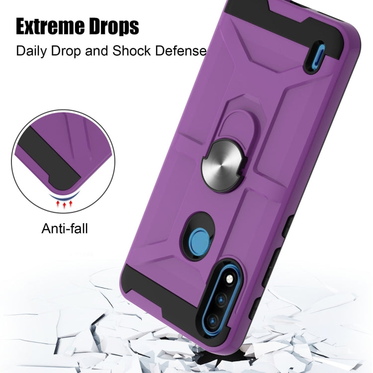 For Motorola Moto E7 Power 2021 War-god Armor TPU + PC Shockproof Magnetic Protective Case with Ring Holder