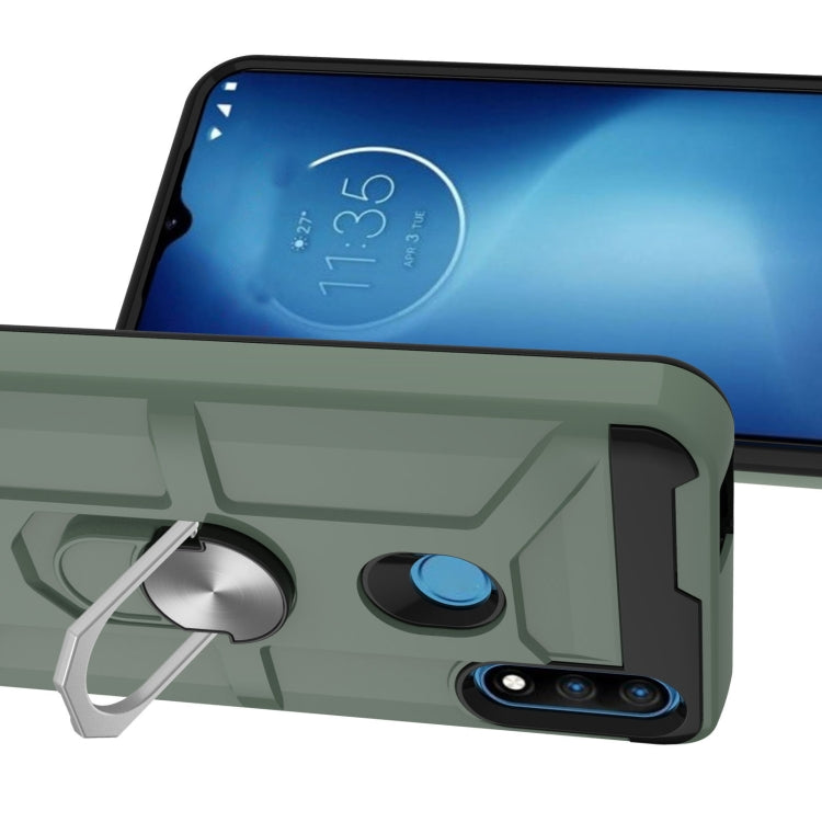 For Motorola Moto E7 Power 2021 War-god Armor TPU + PC Shockproof Magnetic Protective Case with Ring Holder