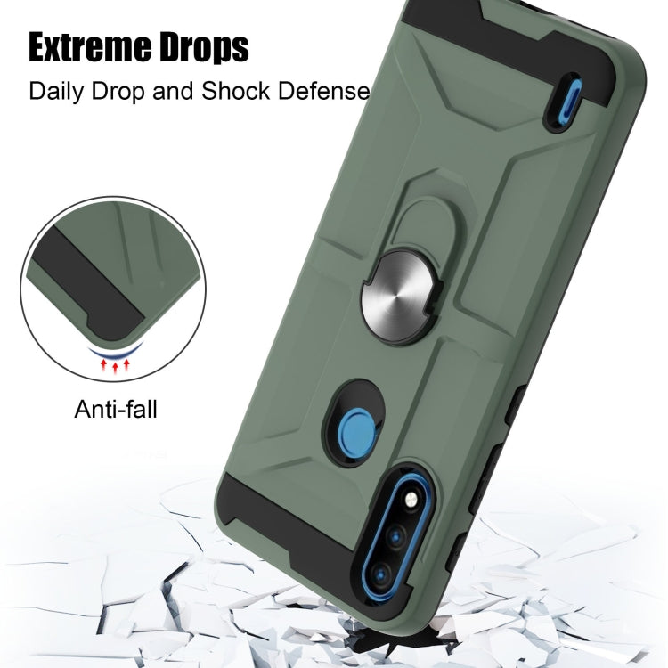 For Motorola Moto E7 Power 2021 War-god Armor TPU + PC Shockproof Magnetic Protective Case with Ring Holder