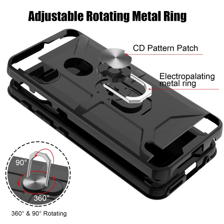 For Motorola Moto E7 Power 2021 War-god Armor TPU + PC Shockproof Magnetic Protective Case with Ring Holder