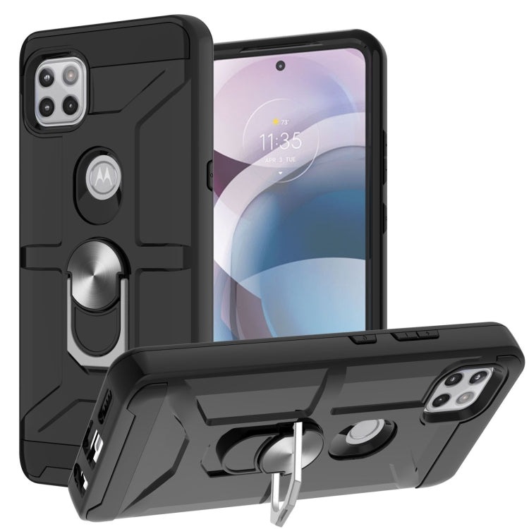For Motorola Moto G 5G / One 5G Ace War-god Armor TPU + PC Shockproof Magnetic Protective Case with Ring Holder