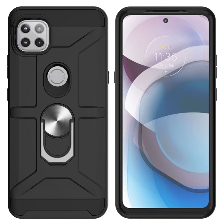 For Motorola Moto G 5G / One 5G Ace War-god Armor TPU + PC Shockproof Magnetic Protective Case with Ring Holder