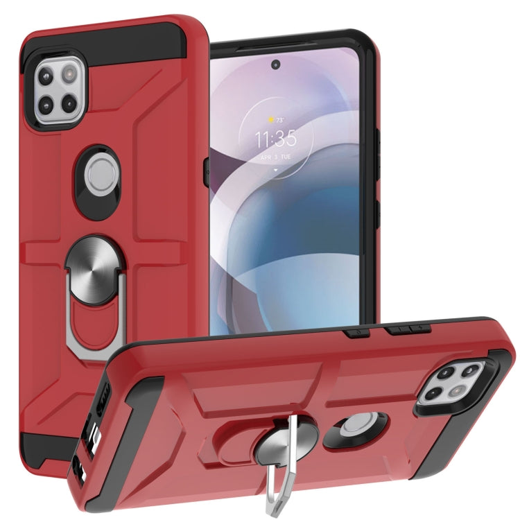 For Motorola Moto G 5G / One 5G Ace War-god Armor TPU + PC Shockproof Magnetic Protective Case with Ring Holder
