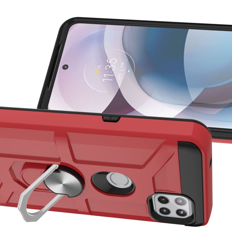 For Motorola Moto G 5G / One 5G Ace War-god Armor TPU + PC Shockproof Magnetic Protective Case with Ring Holder