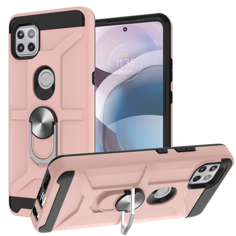 For Motorola Moto G 5G / One 5G Ace War-god Armor TPU + PC Shockproof Magnetic Protective Case with Ring Holder