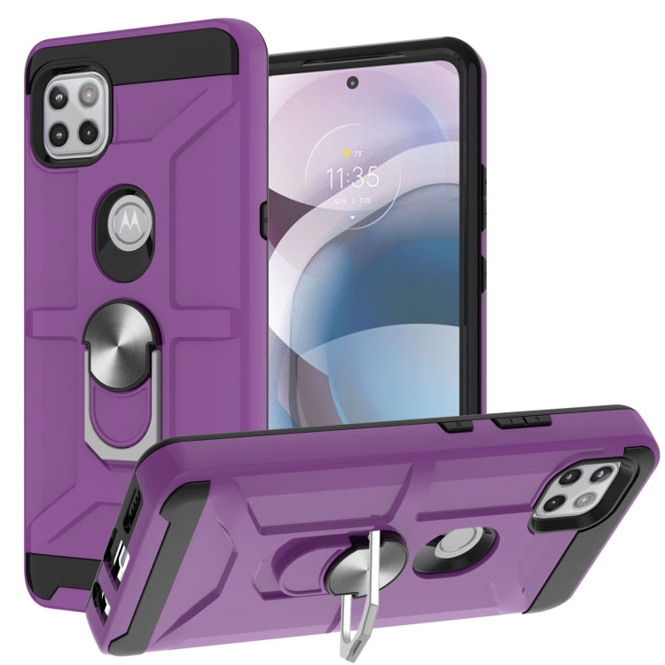 For Motorola Moto G 5G / One 5G Ace War-god Armor TPU + PC Shockproof Magnetic Protective Case with Ring Holder