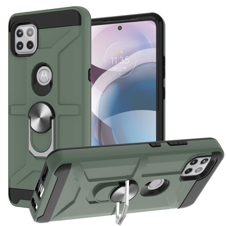For Motorola Moto G 5G / One 5G Ace War-god Armor TPU + PC Shockproof Magnetic Protective Case with Ring Holder