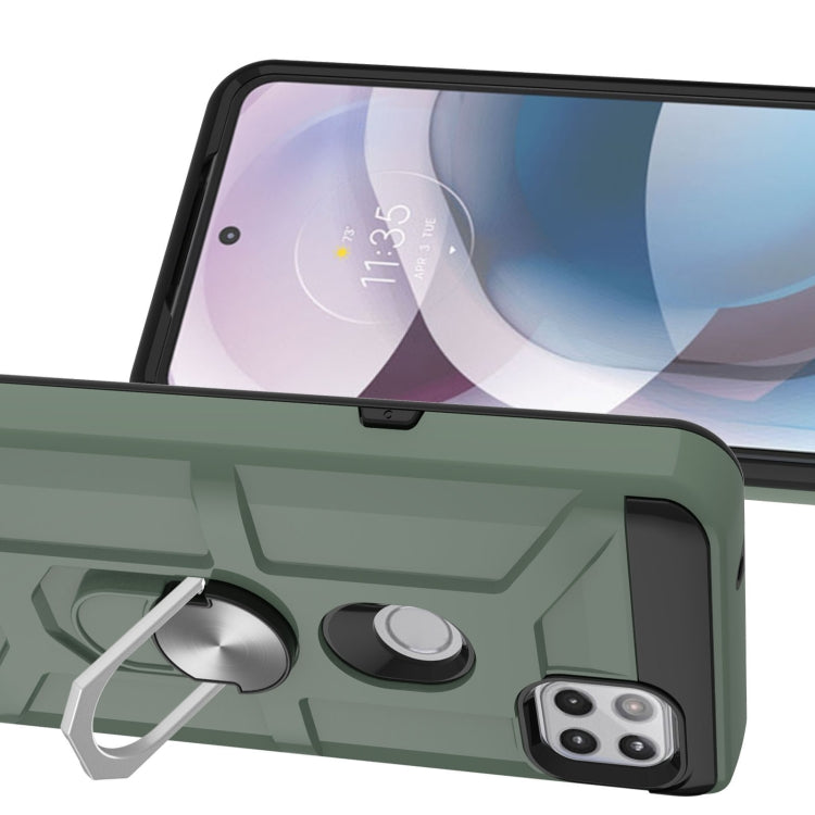 For Motorola Moto G 5G / One 5G Ace War-god Armor TPU + PC Shockproof Magnetic Protective Case with Ring Holder