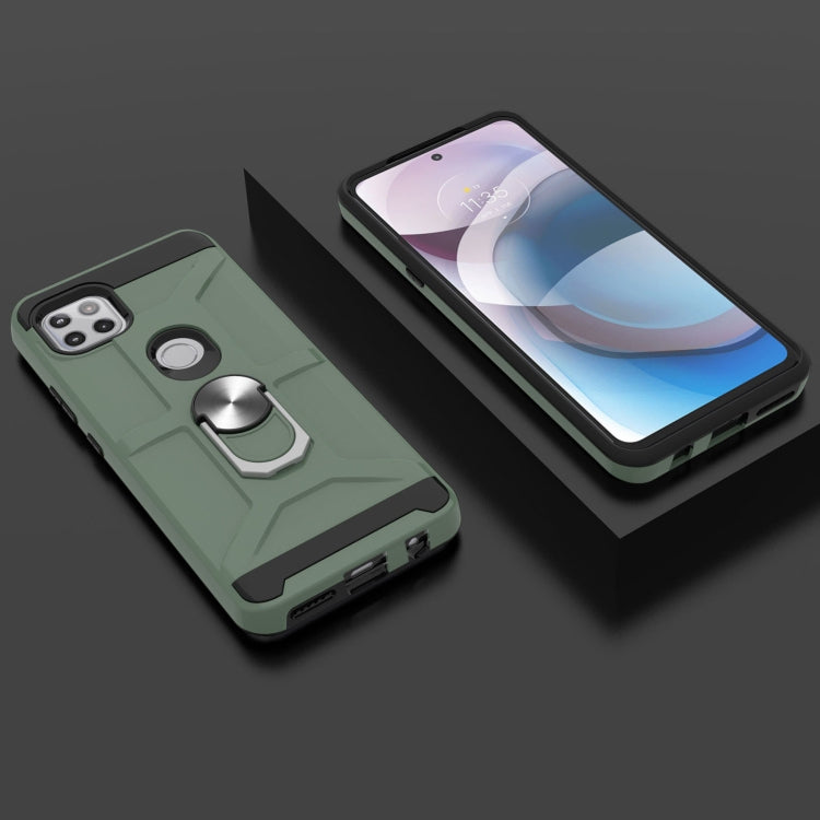 For Motorola Moto G 5G / One 5G Ace War-god Armor TPU + PC Shockproof Magnetic Protective Case with Ring Holder