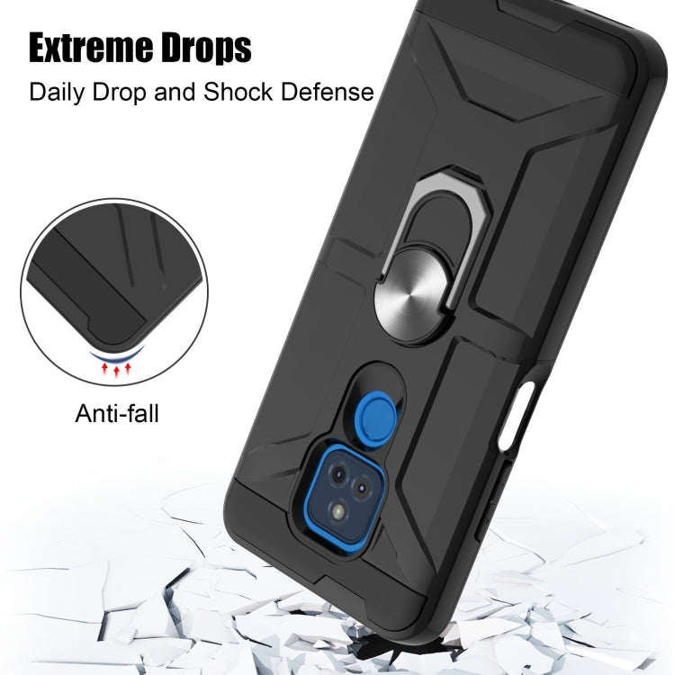 For Motorola Moto G Play 2021 War-god Armor TPU + PC Shockproof Magnetic Protective Case with Ring Holder