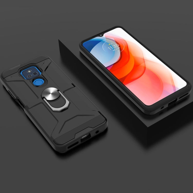 For Motorola Moto G Play 2021 War-god Armor TPU + PC Shockproof Magnetic Protective Case with Ring Holder