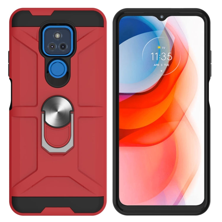 For Motorola Moto G Play 2021 War-god Armor TPU + PC Shockproof Magnetic Protective Case with Ring Holder
