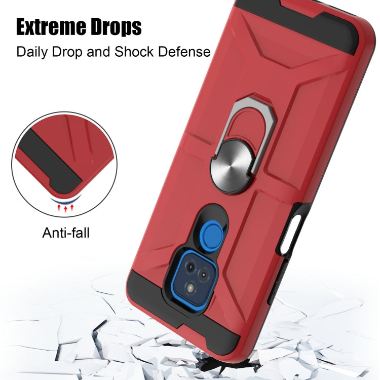 For Motorola Moto G Play 2021 War-god Armor TPU + PC Shockproof Magnetic Protective Case with Ring Holder