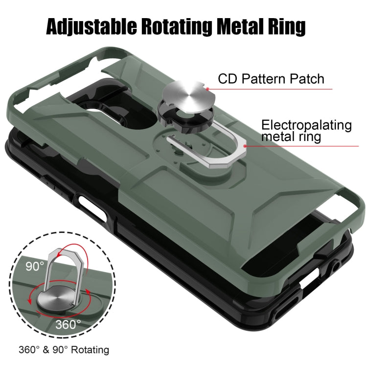 For Motorola Moto G Play 2021 War-god Armor TPU + PC Shockproof Magnetic Protective Case with Ring Holder