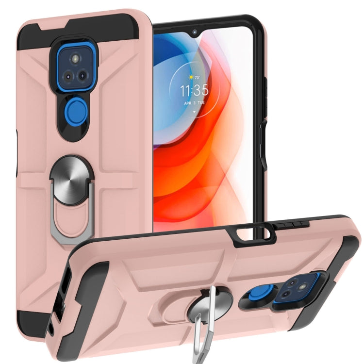 For Motorola Moto G Play 2021 War-god Armor TPU + PC Shockproof Magnetic Protective Case with Ring Holder