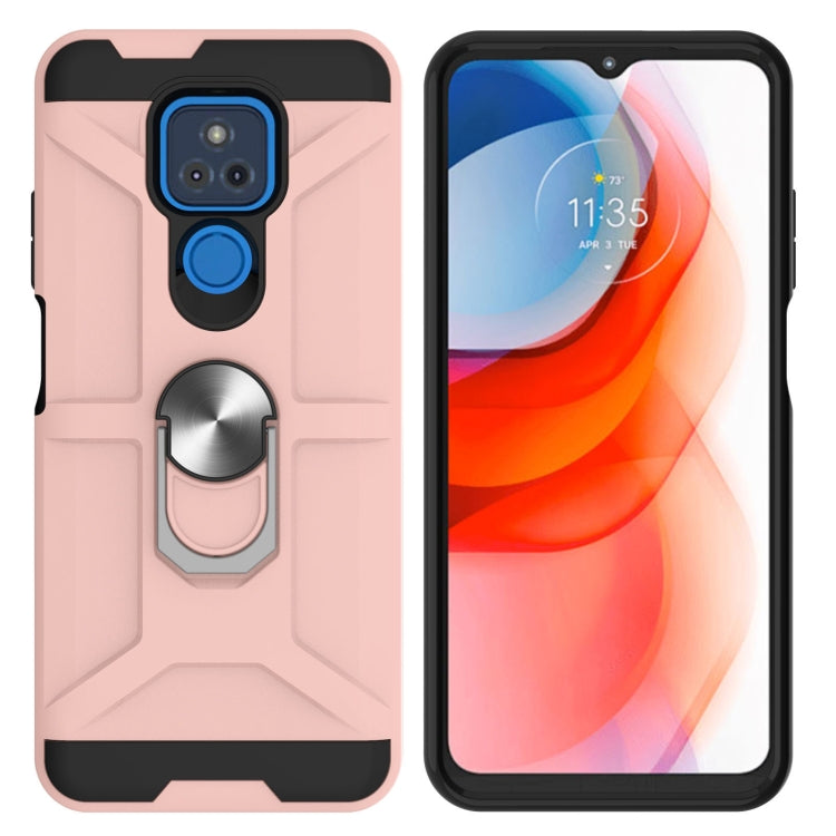 For Motorola Moto G Play 2021 War-god Armor TPU + PC Shockproof Magnetic Protective Case with Ring Holder