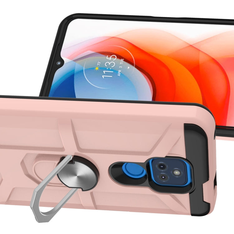 For Motorola Moto G Play 2021 War-god Armor TPU + PC Shockproof Magnetic Protective Case with Ring Holder