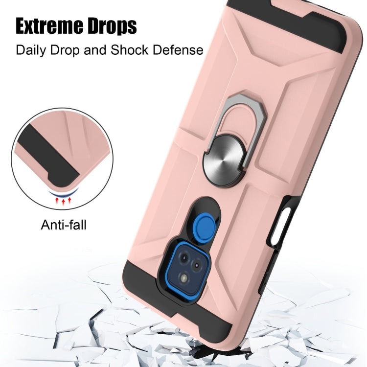 For Motorola Moto G Play 2021 War-god Armor TPU + PC Shockproof Magnetic Protective Case with Ring Holder