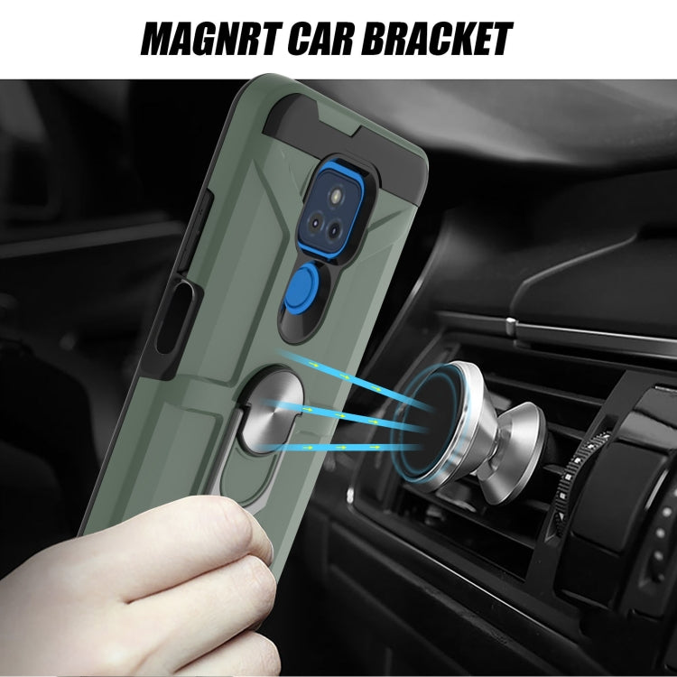 For Motorola Moto G Play 2021 War-god Armor TPU + PC Shockproof Magnetic Protective Case with Ring Holder