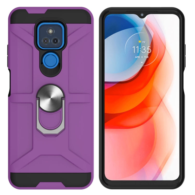 For Motorola Moto G Play 2021 War-god Armor TPU + PC Shockproof Magnetic Protective Case with Ring Holder