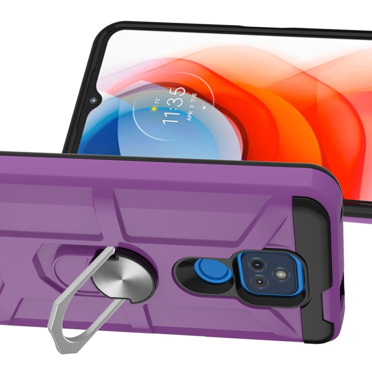 For Motorola Moto G Play 2021 War-god Armor TPU + PC Shockproof Magnetic Protective Case with Ring Holder