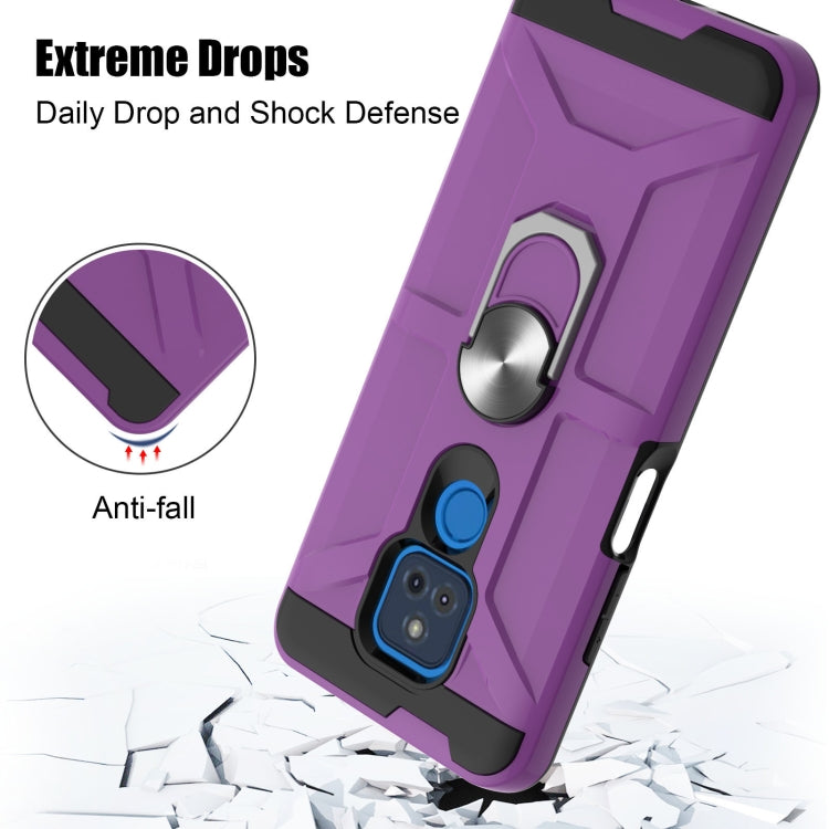 For Motorola Moto G Play 2021 War-god Armor TPU + PC Shockproof Magnetic Protective Case with Ring Holder