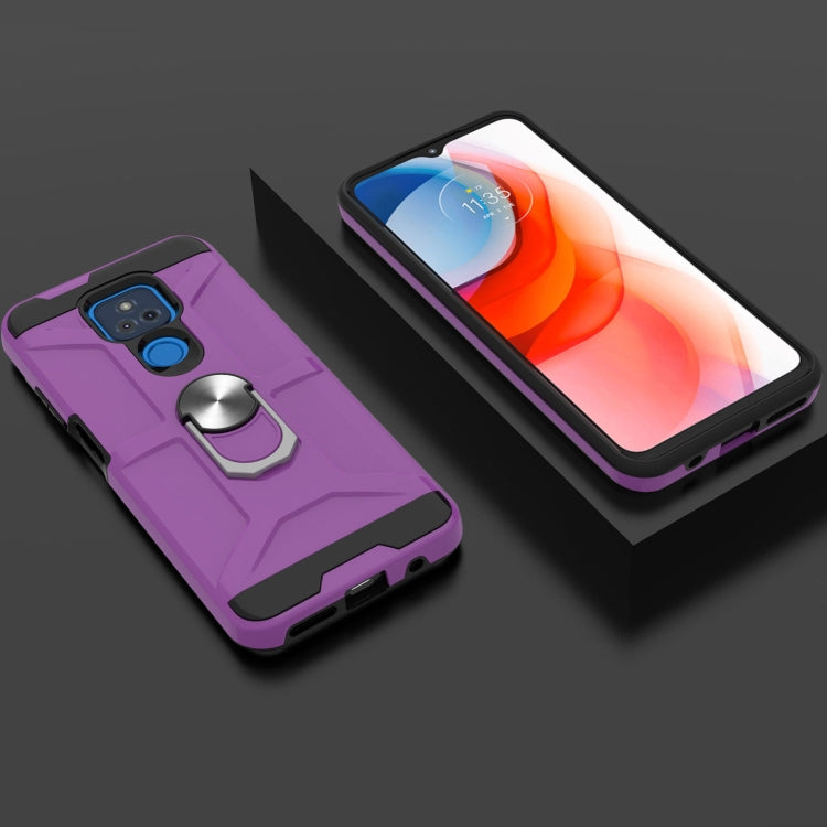 For Motorola Moto G Play 2021 War-god Armor TPU + PC Shockproof Magnetic Protective Case with Ring Holder