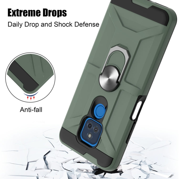 For Motorola Moto G Play 2021 War-god Armor TPU + PC Shockproof Magnetic Protective Case with Ring Holder