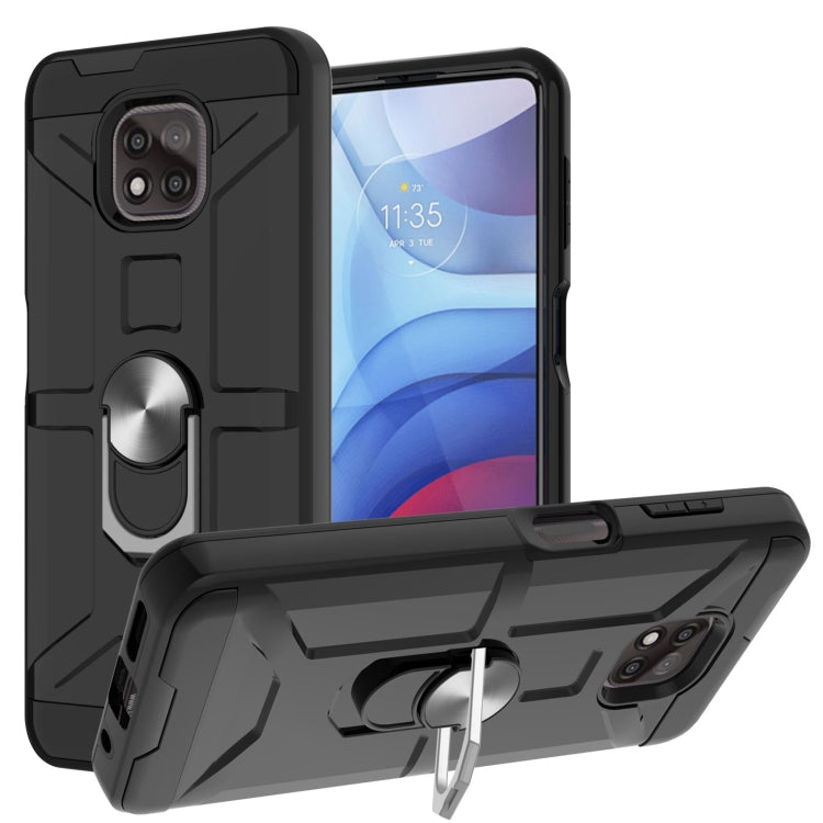 For Motorola Moto G Power 2021 War-god Armor TPU + PC Shockproof Magnetic Protective Case with Ring Holder