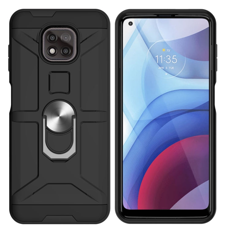 For Motorola Moto G Power 2021 War-god Armor TPU + PC Shockproof Magnetic Protective Case with Ring Holder